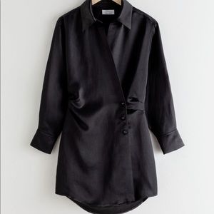 & other stories asymmetrical black mini dress